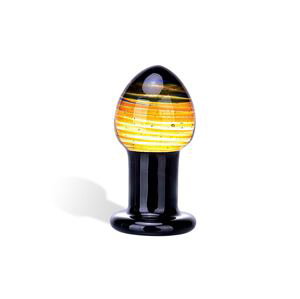 GLASTOY Galileo Butt Plug – klasické sklenené análne dildo (čierno-zlaté)