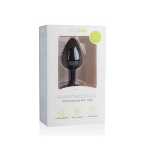 Easytoys Diamond - análne dildo s bielym kamienkom (malé) - čierne