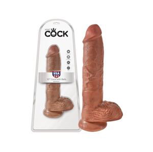 King Cock 10 veľké dildo so semenníkmi (25 cm) - hnedé