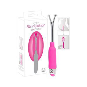 Deluxe vibračná tyč na stimuláciu klitorisu (ružová-strieborná)
