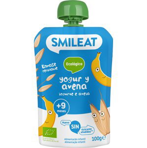 SMILEAT Organic Jogurtová kapsička s ovesnými vločkami 100 g, 9m+