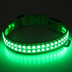 Reedog luminous USB svíticí obojek pro malé, střední a velké psy - Zelená L