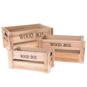 Sada dřevěných bedýnek Wood Box, 3 ks, přírodní