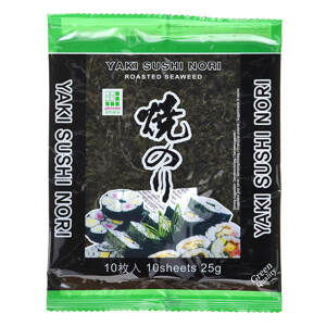 JHFOODS Yaki Sushi Nori Green pražené mořské řasy 25g (10 plátků)