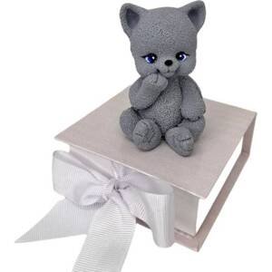 Čokoládová kočička šedivá sedící 8cm - K Decor