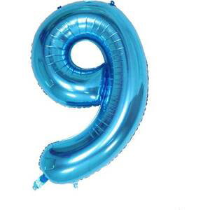 Fóliový balónek číslo devět modrý 102cm - Cakesicq