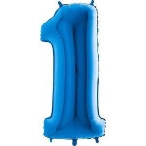 Nafukovací balónek číslo 1 modrý 102cm extra velký - Grabo