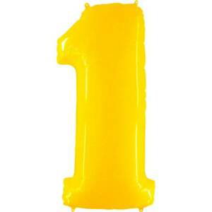 Nafukovací balónek číslo 1 žlutý 102cm extra velký - Grabo