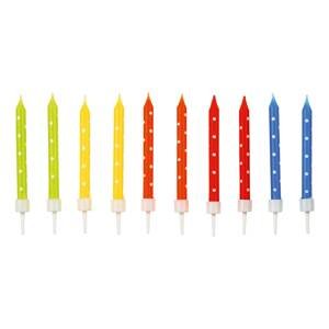 Svíčky barevné s puntíky 24ks 6cm - Amscan