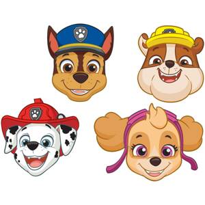 8 papírové masky Paw Patrol 25,3 x 25,2 cm - Amscan