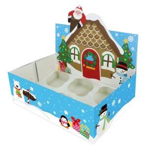 Vánoční krabička na mufinny na 6/12 muffinů vánoční dům 1ks - Culpitt