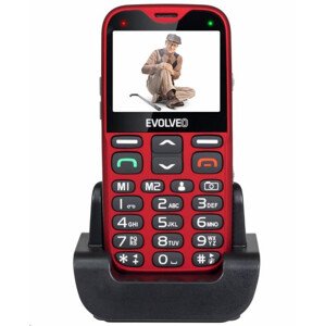 EVOLVEO EasyPhone XG, mobilní telefon pro seniory s nabíjecím stojánkem, červená