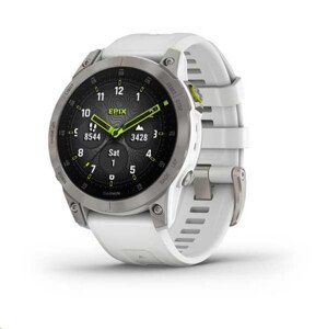 Garmin epix PRO Sapphire, Titan/ White Silicone Band