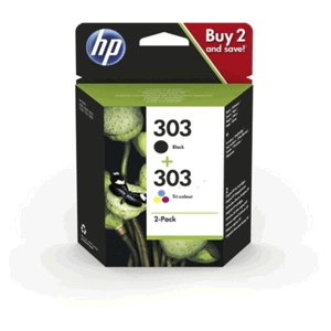 HP 3YM92AE - originální cartridge HP 303, černá + barevná, 2x4ml