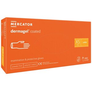 DERMAGEL COATED - Latexové nepudrované rukavice bílé, vnitřní vrstva polymer, 100 ks, S