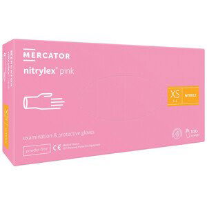 NITRYLEX PINK - Nitrilové rukavice (bez pudru) růžové, 100 ks, XS