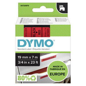 Dymo originální páska do tiskárny štítků, Dymo, 45807, S0720870, černý tisk/červený podklad, 7m, 19mm, D1