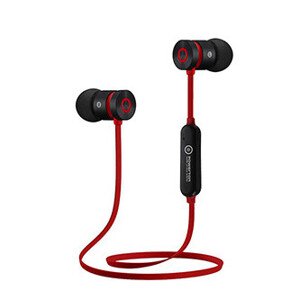 Powerton W2, bezdrátová bluetooth sluchátka, ovládání hlasitosti, černo-červená, sportovní, s magnetickým uchycením typ bluetooth