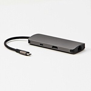 Dokovací stanice All New, USB 3.1 Type-C, HDMI, RJ45, microSD, USB C (PD), 2x USB3.0, šedá