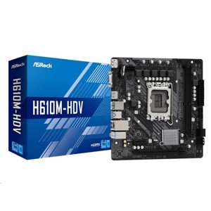 ASRock MB Sc LGA1700 H610M-HDV, Intel H610, 2xDDR4, 1xDP, 1xHDMI, 1xVGA, mATX