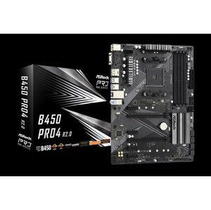 ASROCK MB B450 PRO4 R2.0 (AM4, amd B450, 4xDDR4 3200, 6xSATA3, 7.1, VGA+HDMI +DPort, USB3.1, ATX)