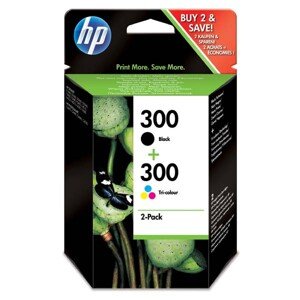 HP CN637EE - originální cartridge HP 300, černá + barevná, 2x4ml