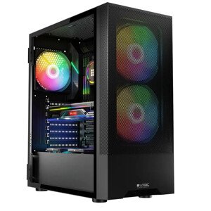 LOGIC PC skříň Arya ARGB MIDI 1x USB 3.0, 2x USB 2.0 + audio, černá, bez zdroje