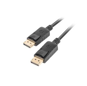 LANBERG připojovací kabel DisplayPort 1.2 M/M, 4K@60Hz, délka 1,8m, černý, se západkou, zlacené konektory