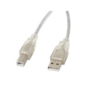 LANBERG USB-A (M) na USB-B (M) 2.0 kabel 1,8m, transparentní