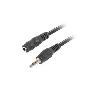 LANBERG Minijack 3.5mm M / F 3 PIN kabel 5m, černý