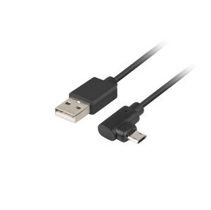 LANBERG micro USB (M) na USB-A (M) 2.0 kabel 1,8m, černý, micro oboustranný samec pravoúhlý levý/pravý