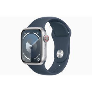 Apple Watch S9 Cell/45mm/Silver/Sport Band/Storm Blue/-S/M