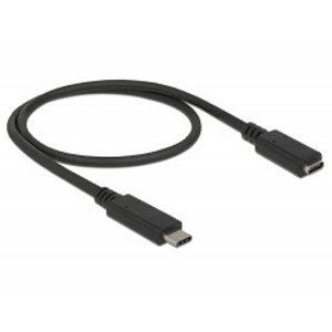 Delock Prodlužovací kabel SuperSpeed USB (USB 3.1 Gen 1) USB Type-C™ samec > port samice 3 A 0,5 m černý