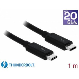 Delock Thunderbolt™ 3 (20 Gb/s) USB-C™ kabel samec > samec pasivní 1,0 m 5 A černý