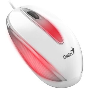 Genius DX-Mini / Myš, drátová, optická, 1000DPI, 3 tlačítka, USB, RGB LED, bílá