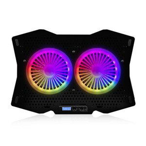 Modecom MC-CF18 RGB chladící podložka pro notebooky do velikosti 18", 2 ventilátory, RGB LED podsvícení, černá