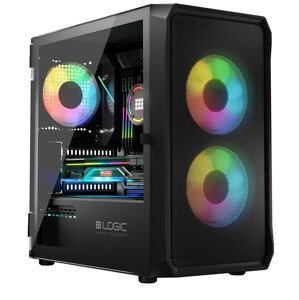 LOGIC PC skříň Portos ARGB MINI 1x USB 3.0, 2x USB 2.0 + audio, černá, bez zdroje