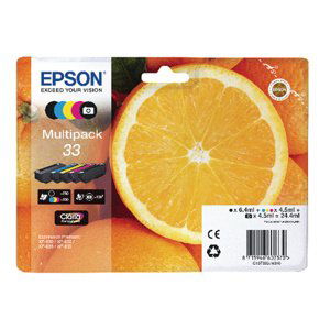 EPSON T3337 (C13T33374011) - originální cartridge, černá + barevná, 1x6,4ml/4x4,5ml