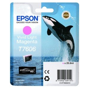 EPSON T7606 (C13T76064N10) - originální cartridge, světle purpurová, 25,9ml