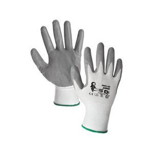 Povrstvené rukavice ABRAK, bílo-šedé, vel. 07