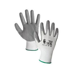 Povrstvené rukavice ABRAK, bílo-šedé, vel. 10