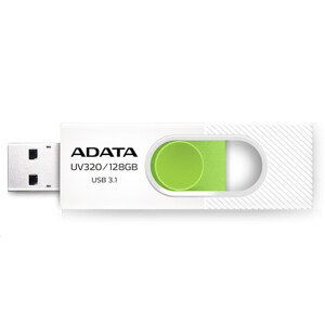 ADATA Flash Disk 128GB UV320, USB 3.1 Dash Drive, bílá/zelená