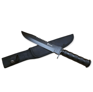 Taktický nůž MILITARY FINKA SURVIVAL 35 cm černý/stříbrný, Černá