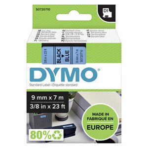 Dymo originální páska do tiskárny štítků, Dymo, 40916, S0720710, černý tisk/modrý podklad, 7m, 9mm, D1