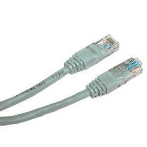 Síťový LAN kabel UTP crossover patchcord, Cat.6, RJ45 samec - RJ45 samec, 2 m, nestíněný, křížený, šedý, k propojení 2 PC, economy