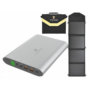 Viking notebooková power banka Smartech II, 40000mAh, šedá + solární panel L60