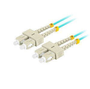 LANBERG optický patch cord MM SC/UPC-SC/UPC duplex 3m LSZH OM3 50/125 průměr 3mm, barva cyan