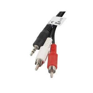 LANBERG Minijack 3.5mm (M) 3 PIN na 2x RCA (CINCH) (M) kabel 2m