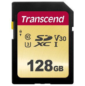 Transcend 128GB SDXC 500S (Class 10) UHS-I U3 V30 MLC paměťová karta, 95 MB/s R, 60 MB/s W