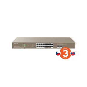 Tenda TEG1118P-16-250W - PoE AT Switch 230W (16xPoE 802.3af/at 10/100/1000Mbps, Uplink 2xSFP 1Gbps), Rack